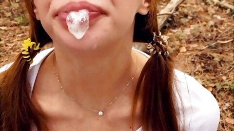 Sloppy blowjob in the park. She mouth is made for cock