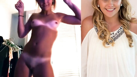 Hot preppy blonde dancing completely naked